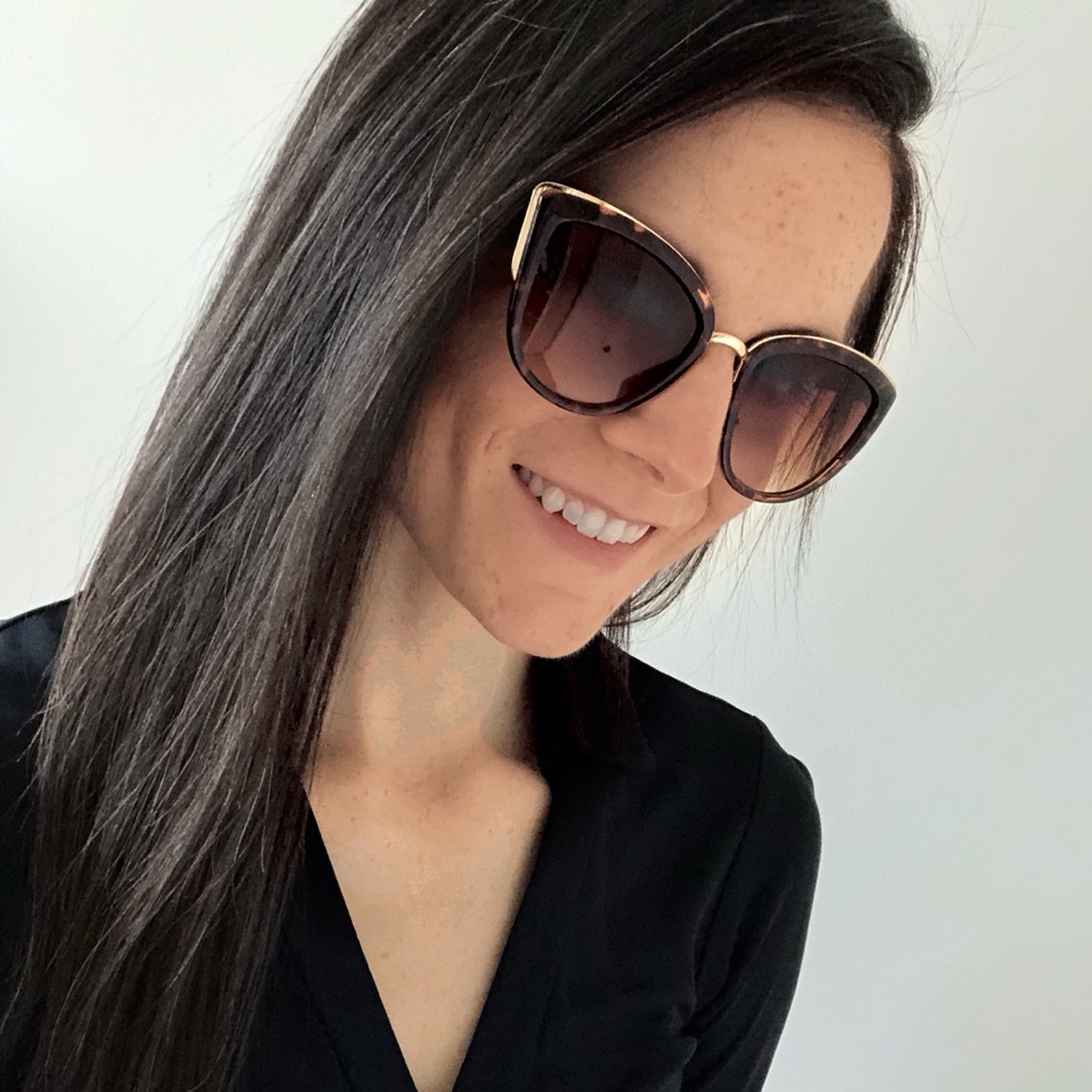 Tortoise Cat Eye Sunglasses With Gold Trim - Picture 3 of 4